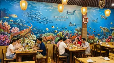 Tranh Tường 3D Nhà Hàng Hải Sản